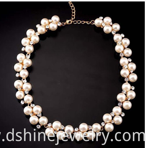 Full Rhinestones Pearl Necklace Jewelry